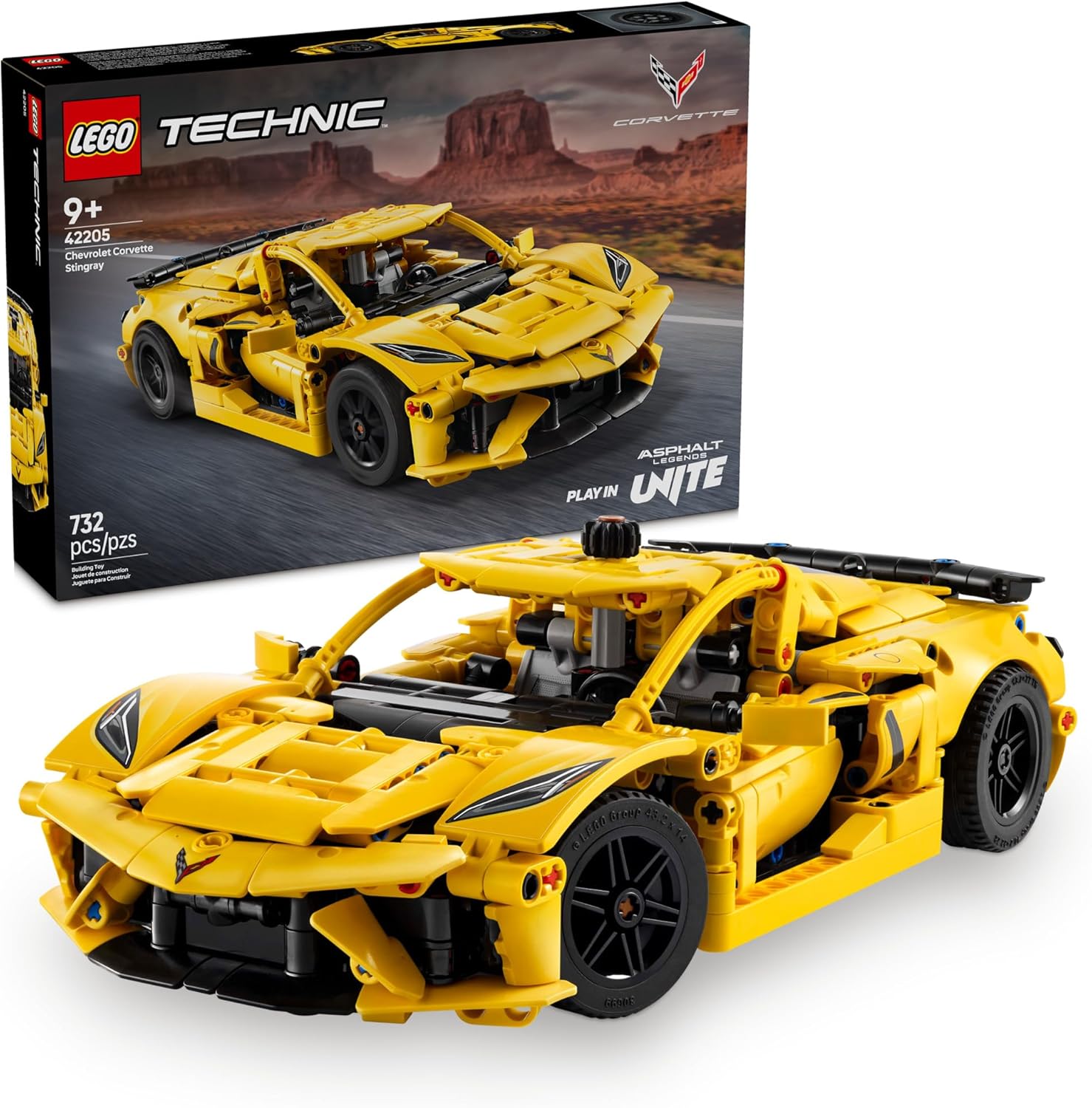LEGO Technic Chevrolet Corvette Stingray Toy Car - Building Toy Set for Kids, Boys and Girls, Ages 9+ - Model Car Kit for Display - Gift Idea for Birthday - 42205